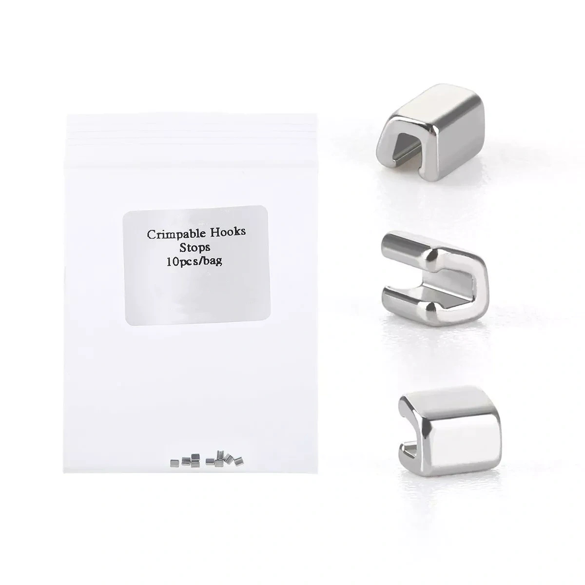 10 Pcs/Pack Dental Orthodontic Crimpable Hooks Stops Metal Stop for Arch Wire
