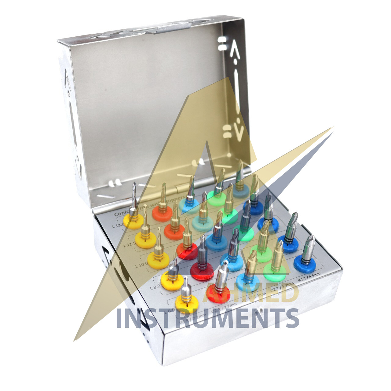 25 Pcs Conical Drill Kit with Stopper Dental Conical Implant Surgical Drill Kit