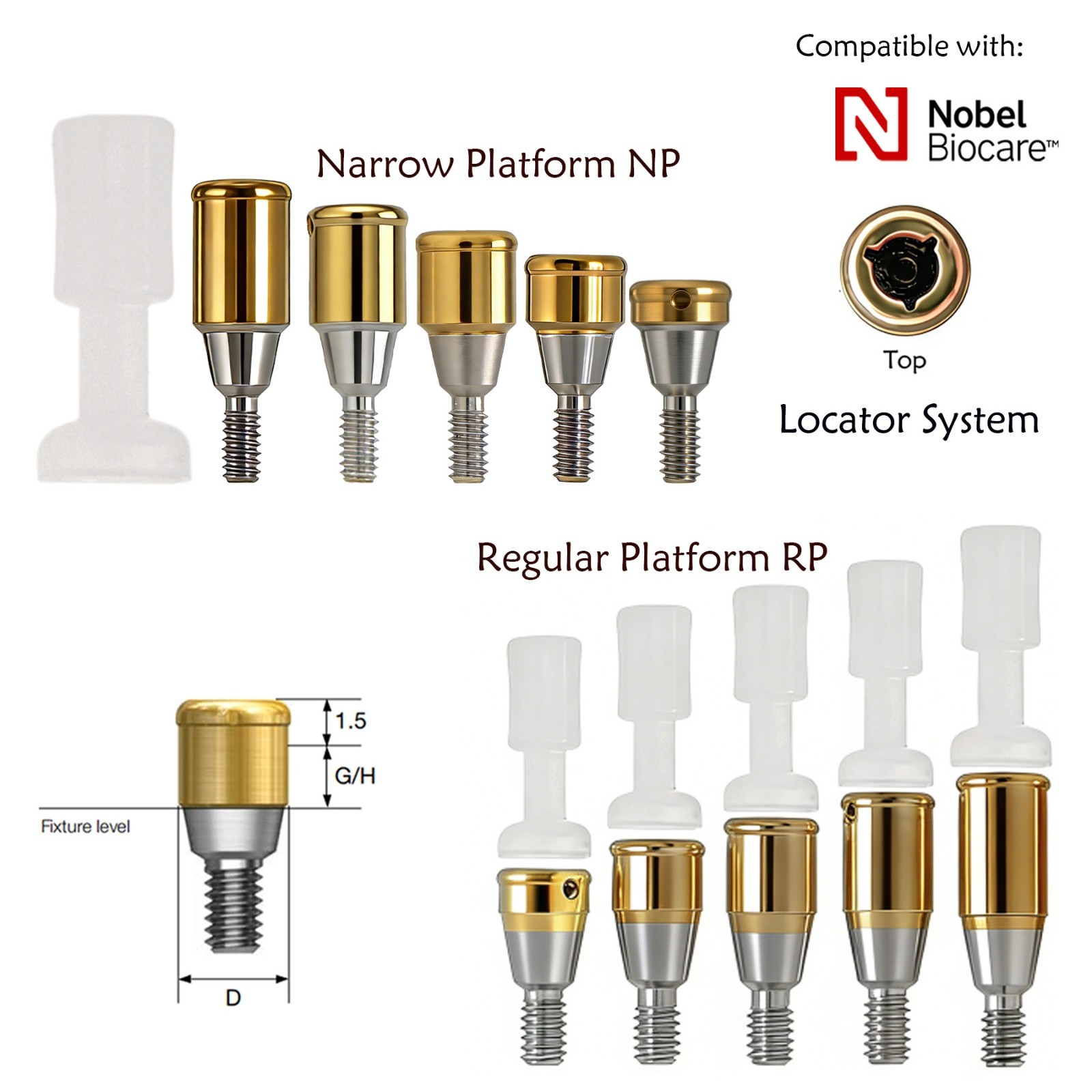 US For Nobel Active Biocare ZEST Locator Abutment Conical Connection NP/RP 1-5mm