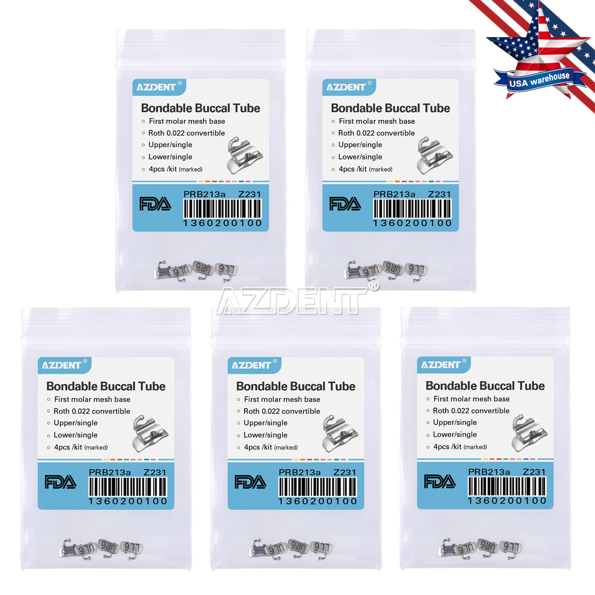 AZDENT Dental Orthodontic 1st Molar Buccal Tube Bondable Convertible Roth .022