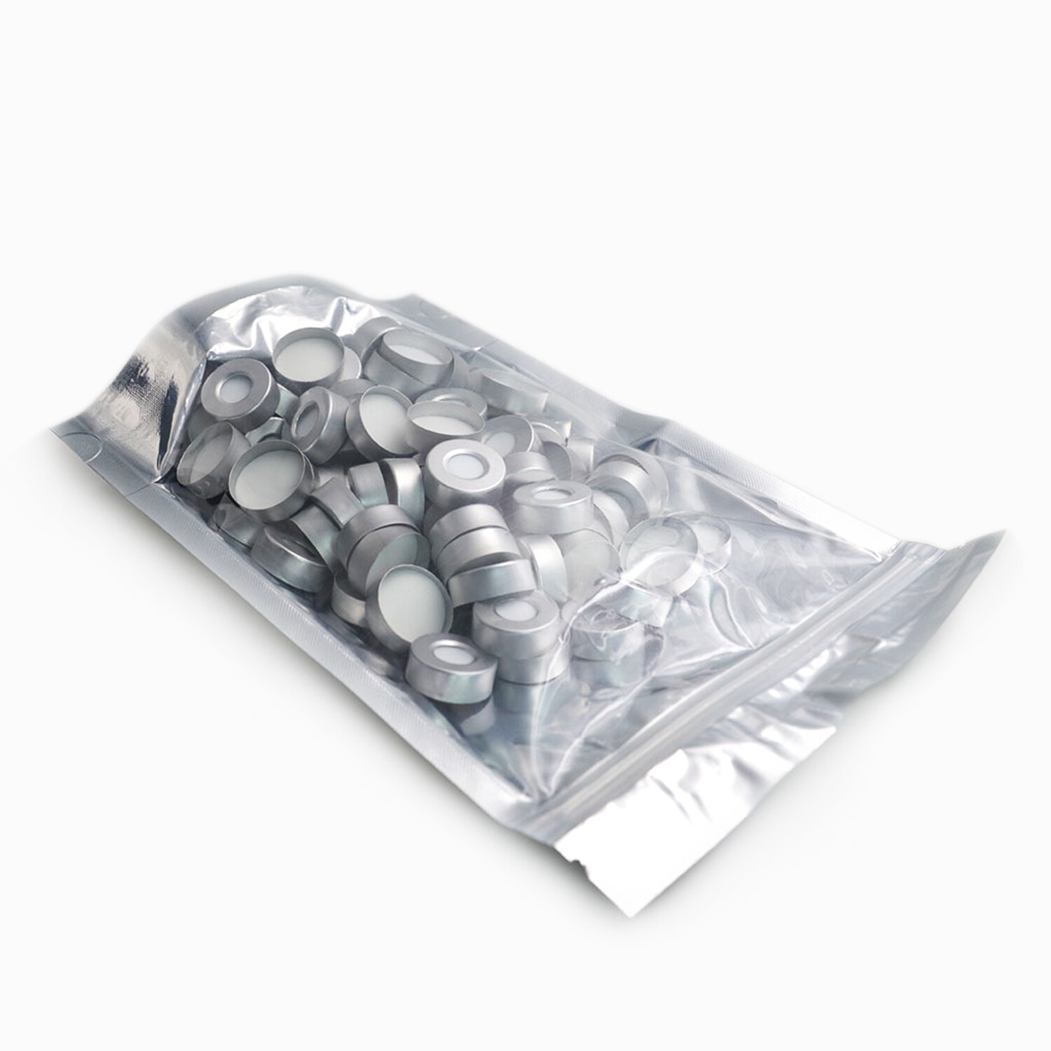100PCS Caps Crimp Top 20mm Aluminum Hole PTFE/Silicone Septa for Headspace Vials