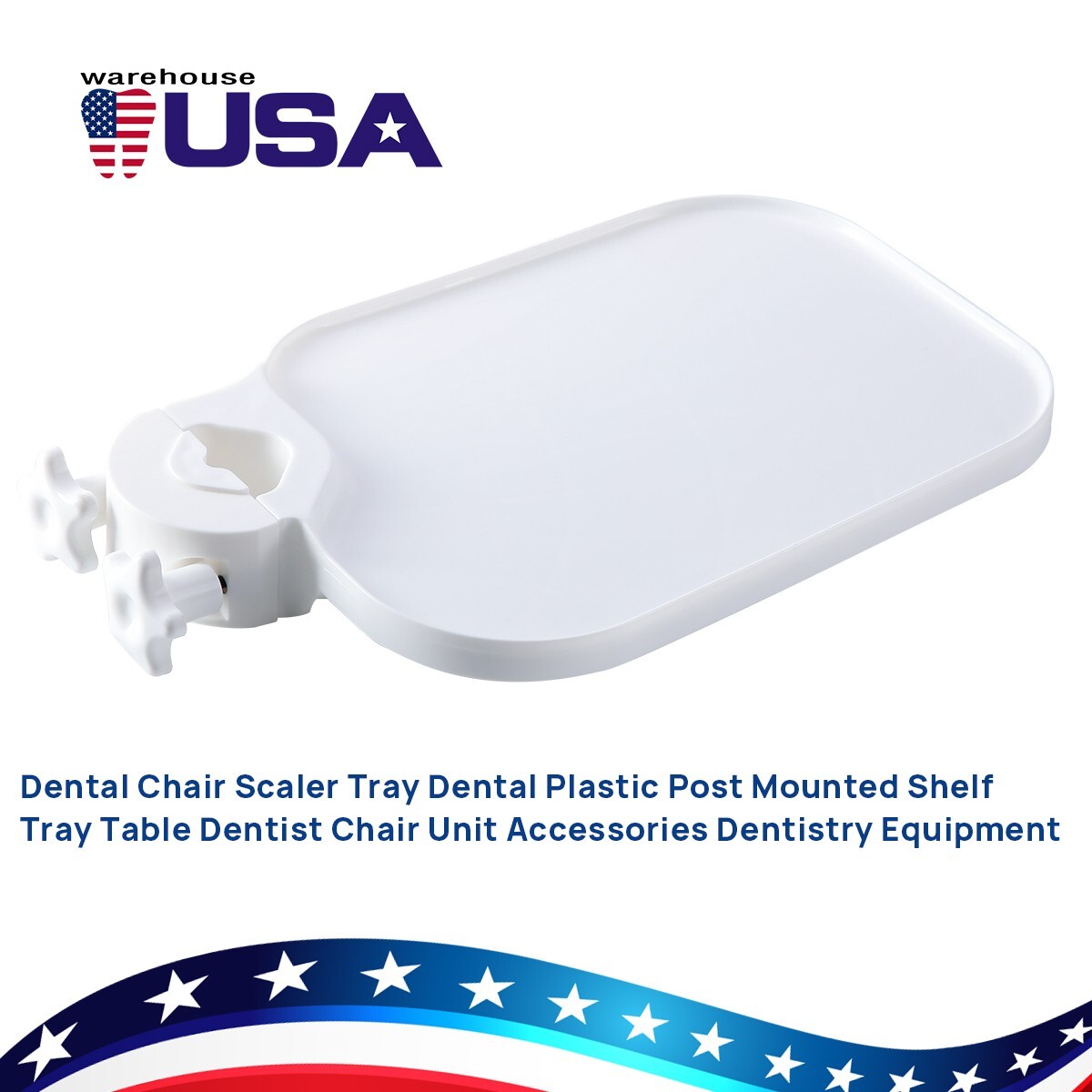 Universal Plastic Post Mounted Shelf Square Tray Adjustable for Dental Chair
