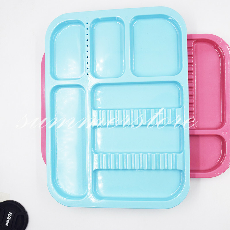 2 Pcs Pink+Blue Dental 135ºC Autoclavable Plastic Divided Type Separate Trays