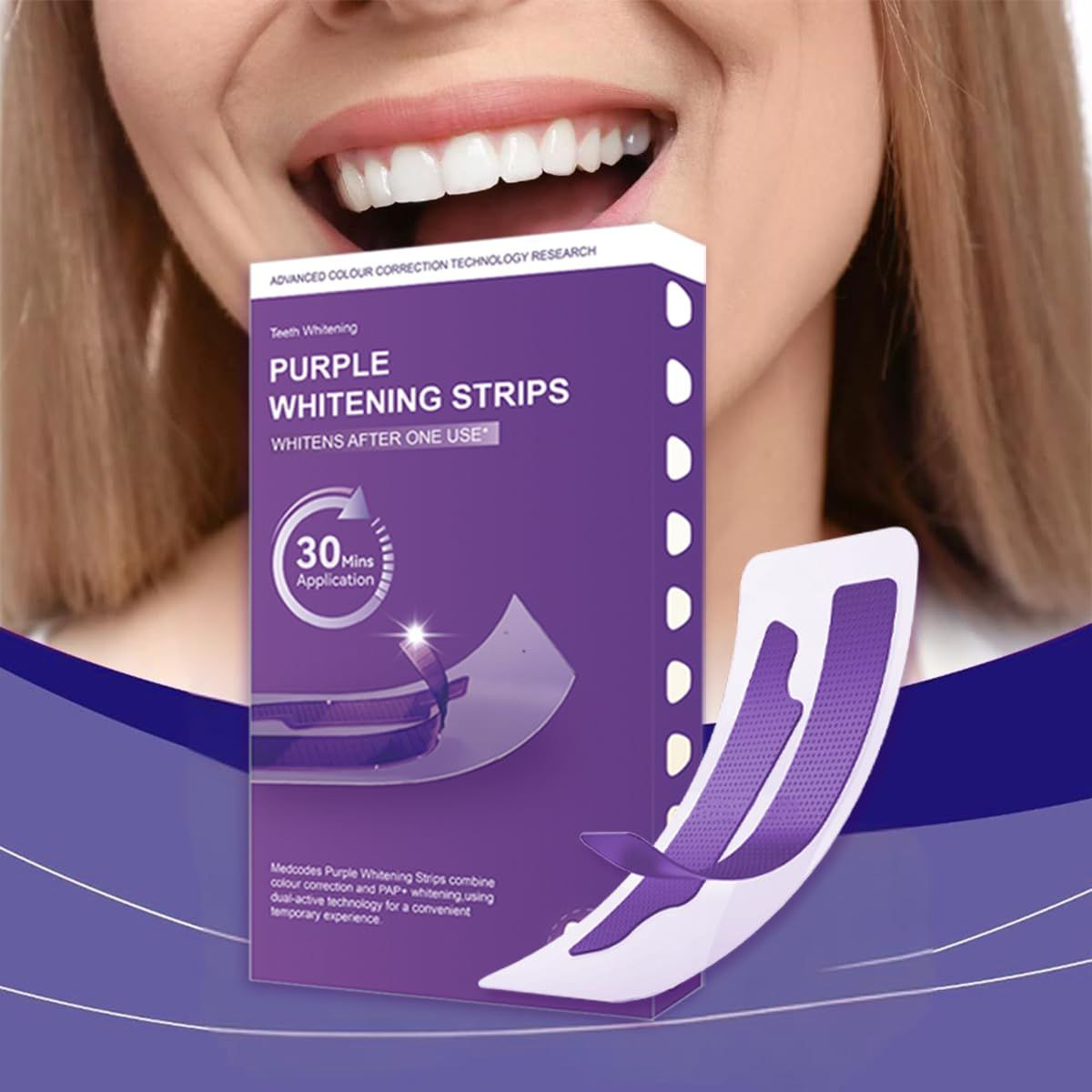 Purple Whitening Strips,28 Patch Teeth Strips,Instant