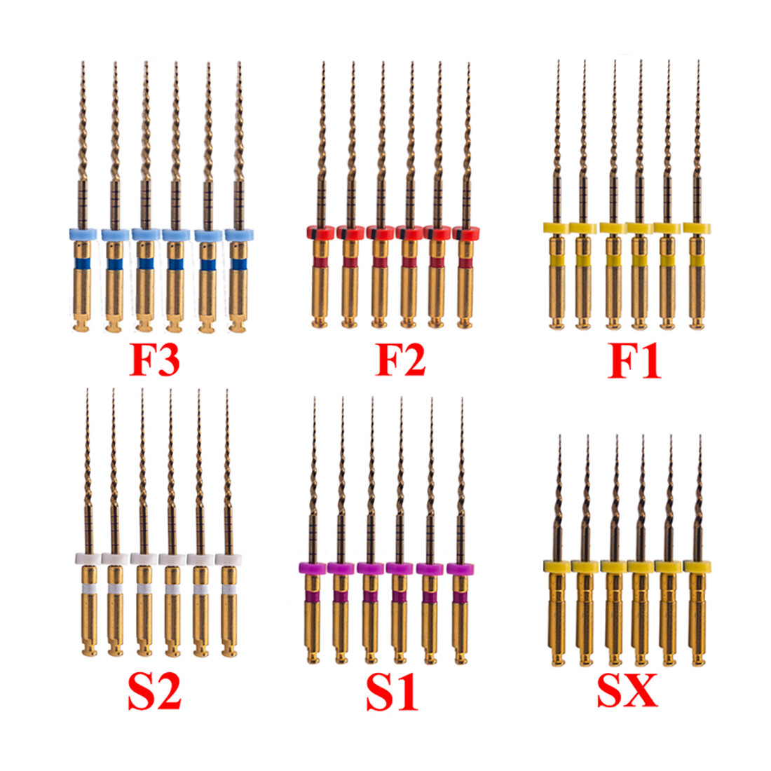 6pcs Endodontic Dental Endo Files Rotary NITI Files X-Pro Gold Taper 21/25/31MM