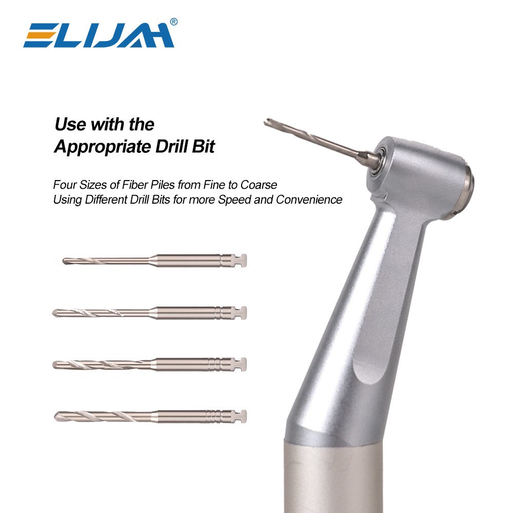 Dental Thread Fiber Post Set 20 pcs Screw Fiber Posts & 4 Drills Kits 1.2-1.8mm