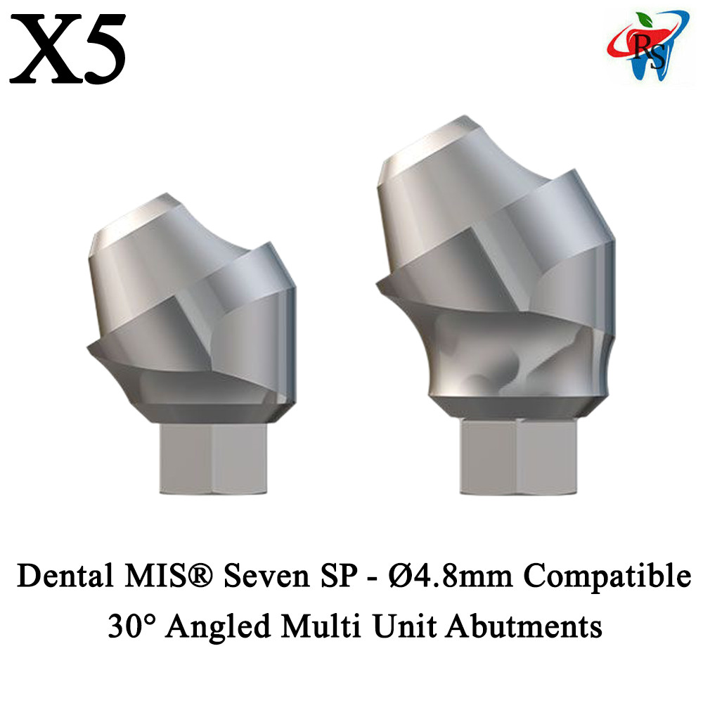 5x Dental MIS® Seven SP – Ø4.8mm Compatible 30° Angled Multi Unit Abutments