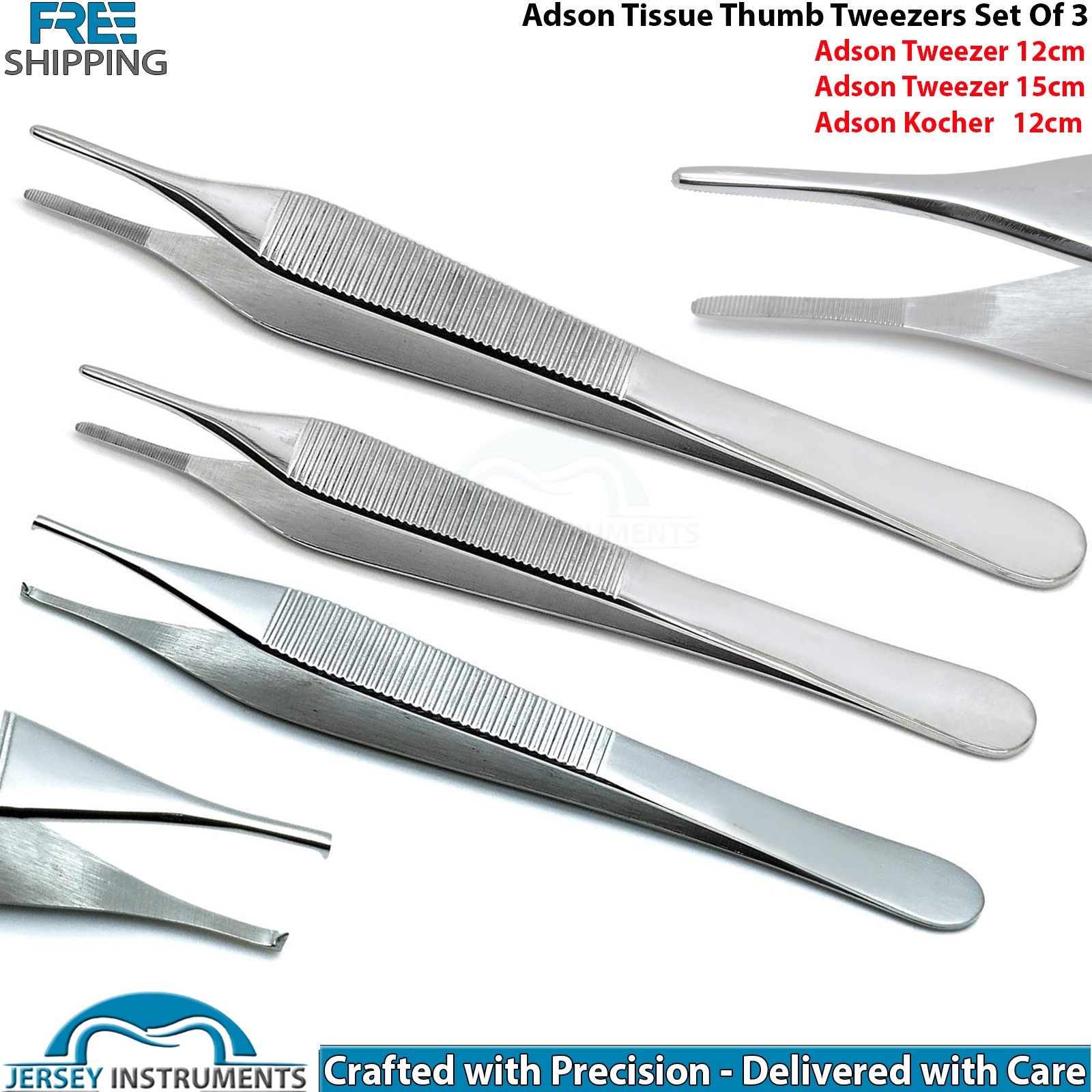 Surgical Micro Adson Tweezers Tissue Dissecting Suturing Forcep kocher 1×2 Teeth