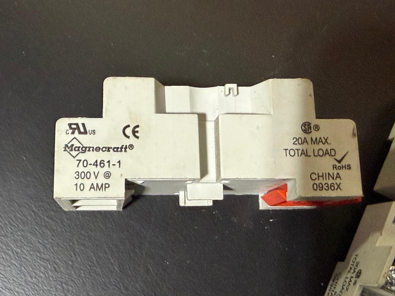 TWO (2) SCHNEIDER MAGNECRAFT Relay Sockets 70-461-1 300V 10AMP