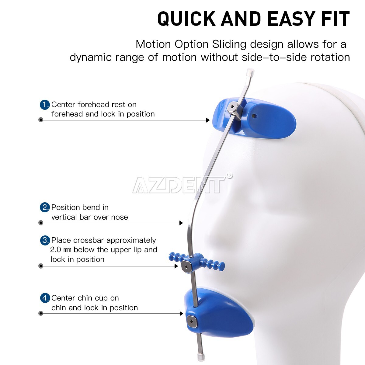 AZDENT Dental Orthodontic Forward Pull Headgear Single Lever Adjustable Blue