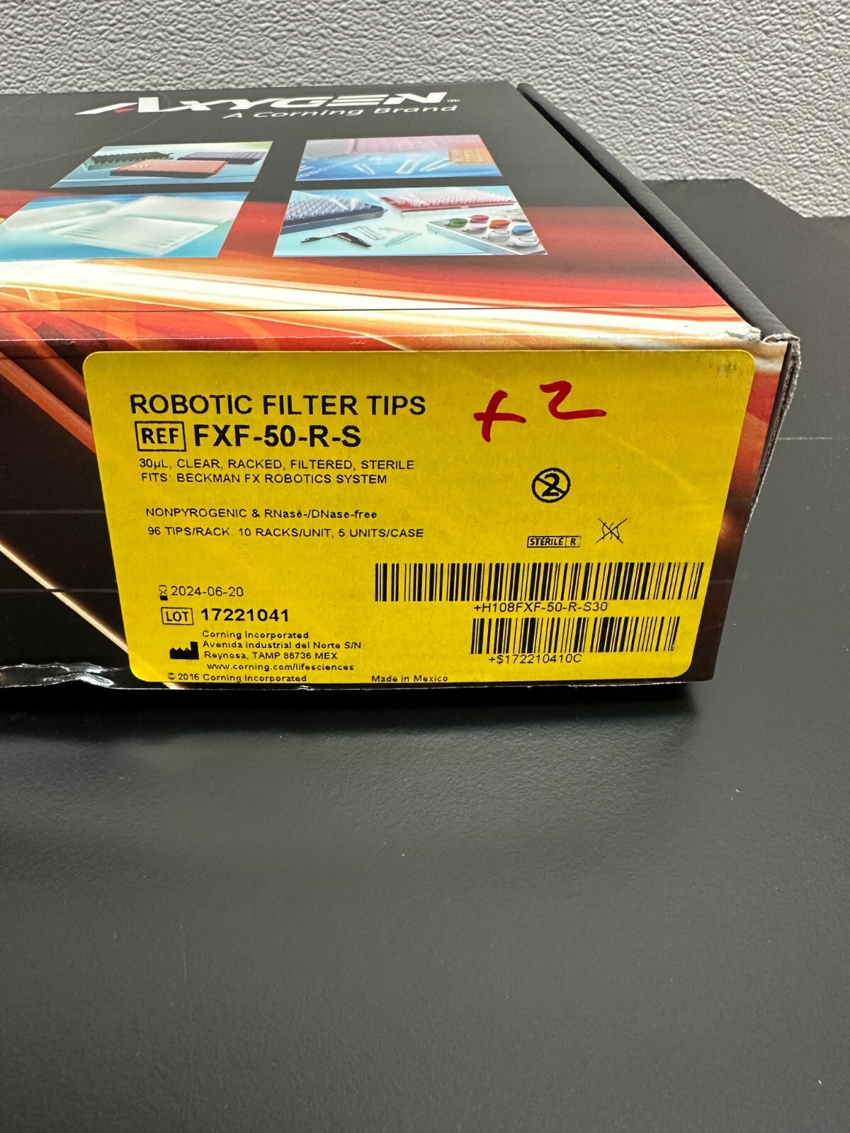 Corning Axygen REF C62991 PN FXF-50-R-S 96-well tips 30µL Clear Filtered Sterile