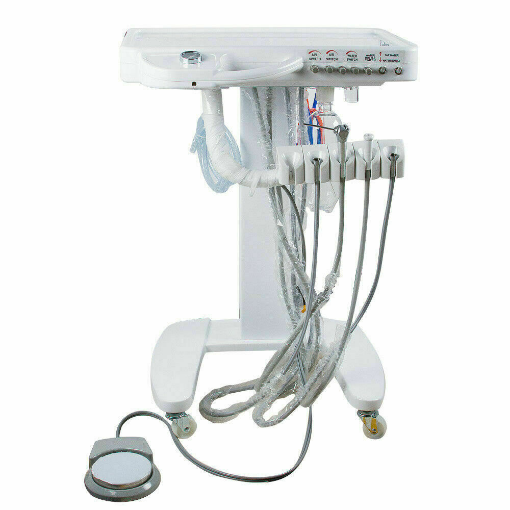 Portable Mobile Dental Delivery Unit System Cart Treatment Compressor 4-Hole USA