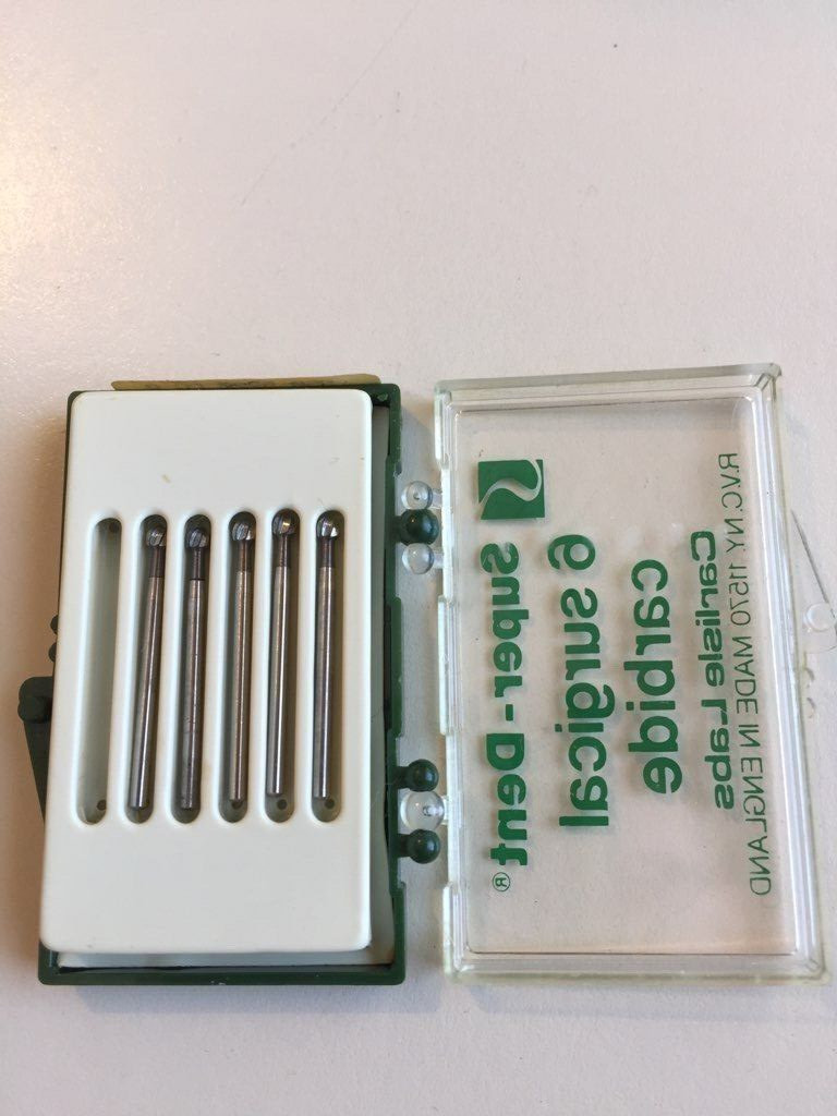 5 SURGICAL CARBIDE DENTAL BURS FG 8 SUPER-DENT MADE IN ENGLAND
