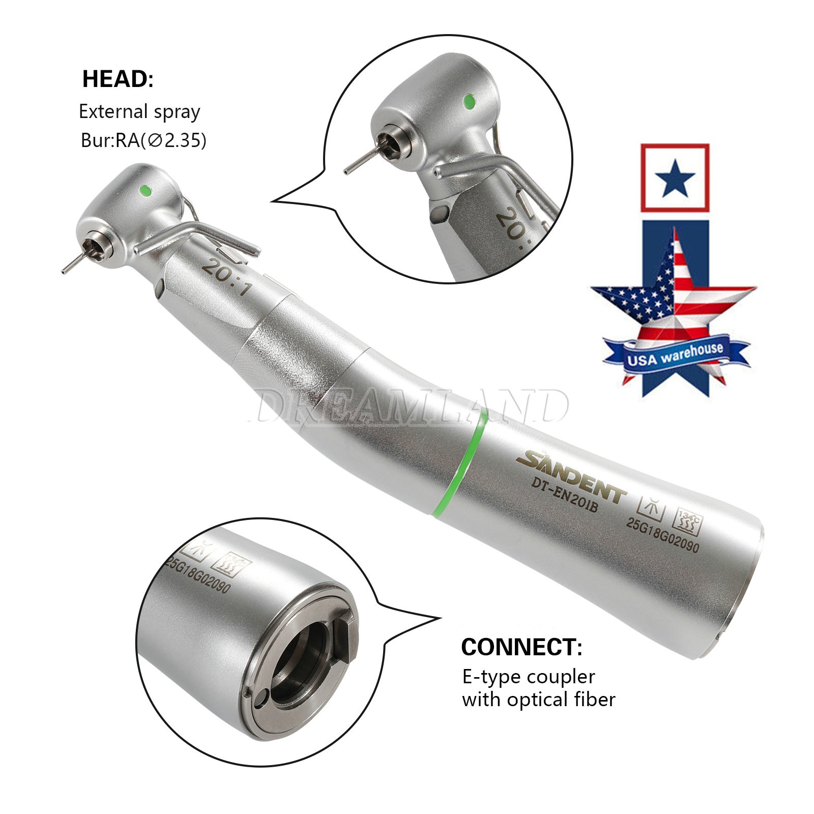 Surgical Handpiece Dental 20:1 Implant Contra Angle Fit SURGmatic S201XL SANDENT