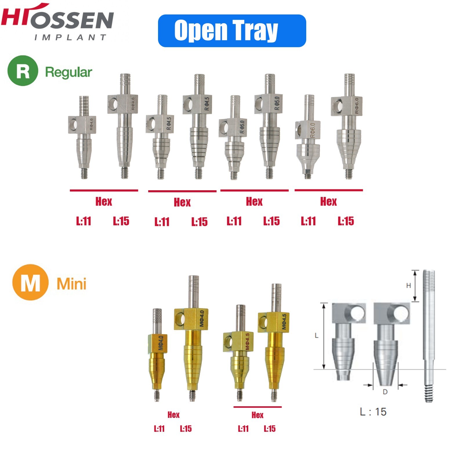 Hiossen/Nobel/Straumann Open/Closed Tray Posts Healing & Locator Abutments Caps