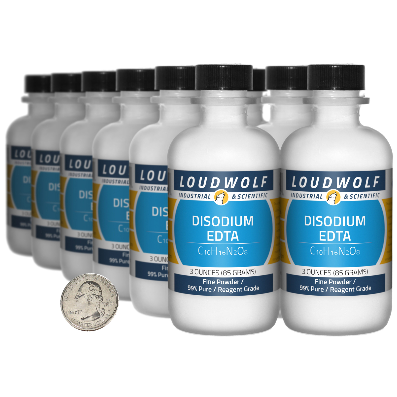 Disodium EDTA / 2.3 Pounds / 12 Bottles / 99% Pure Reagent Grade / Fine Powder