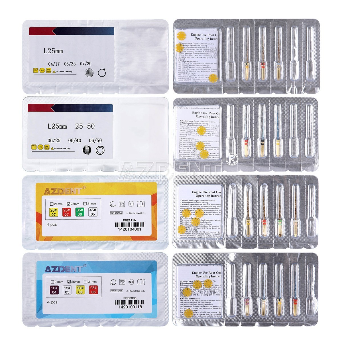 25MM Dental Endodontic Engine Use Gold/Heat Activated/NiTi Super Rotary Files