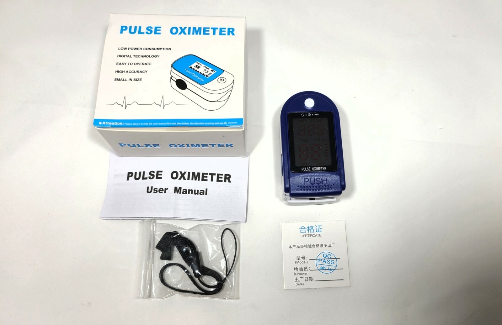 Pulse Oximeter Fingertip Blood Oxygen SpO2 Monitor PR PI heart rate FDA CE