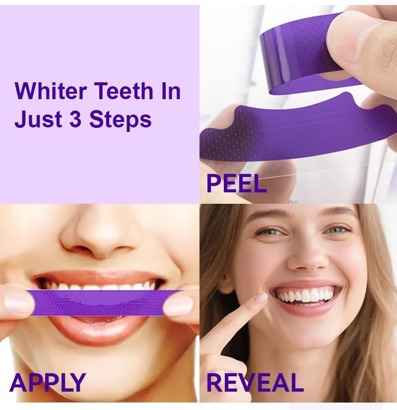 Purple Whitening Strips,28 Patch Teeth Strips,Instant