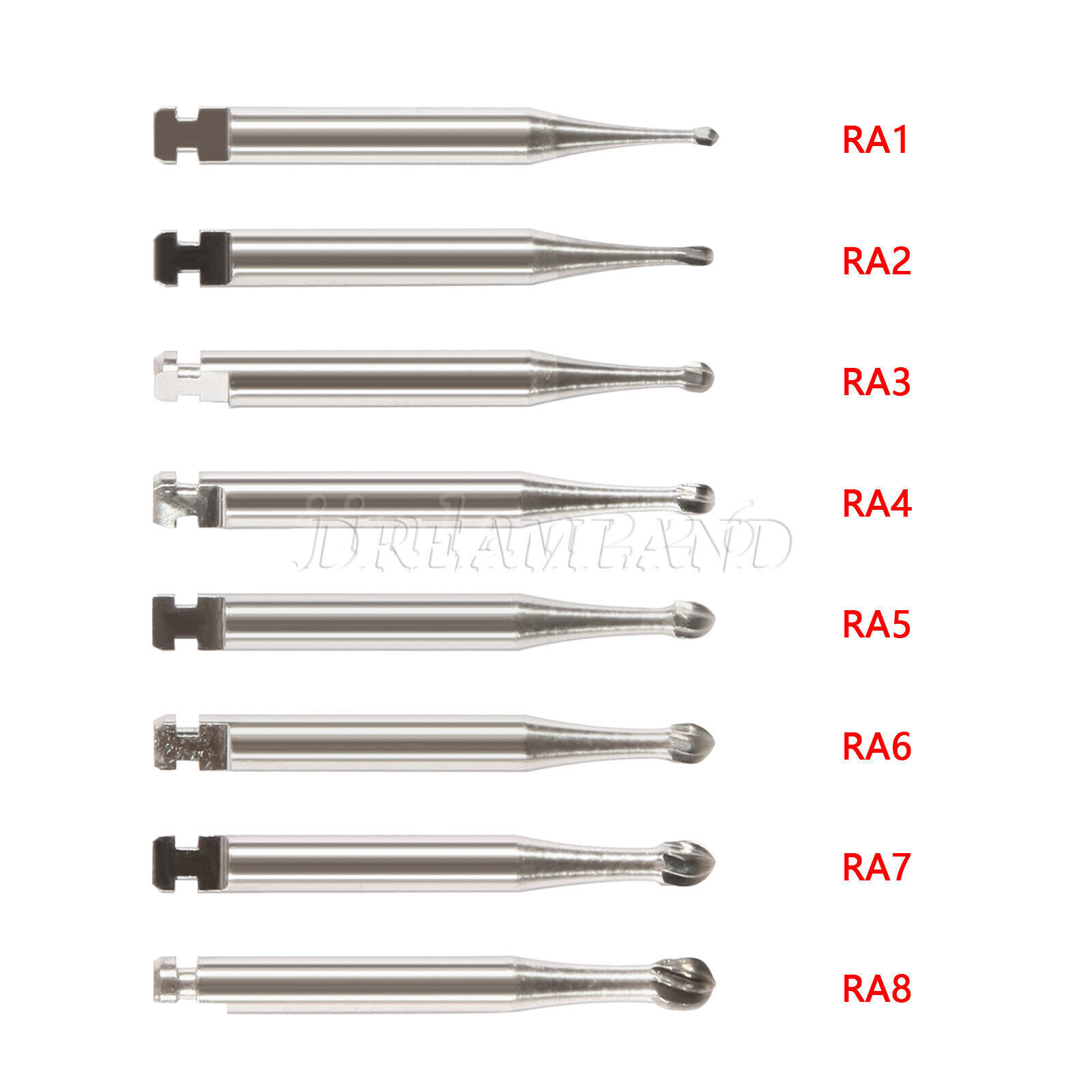 Fresas dentales de acero de tungsteno de baja velocidad RA1-RA8 para contra ángu