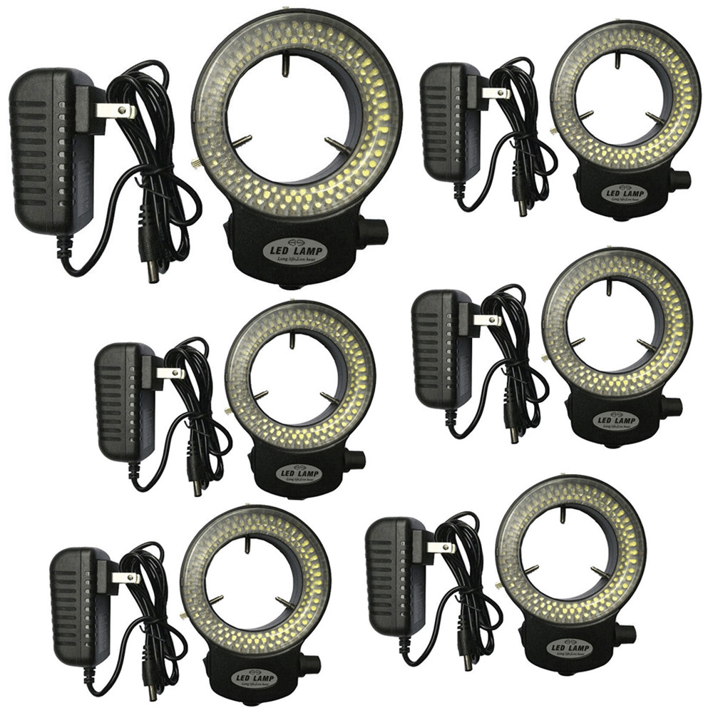 5x 144 LED Bulbs Microscope Ring Light Illuminator Lamp US Plug Adjustable Black