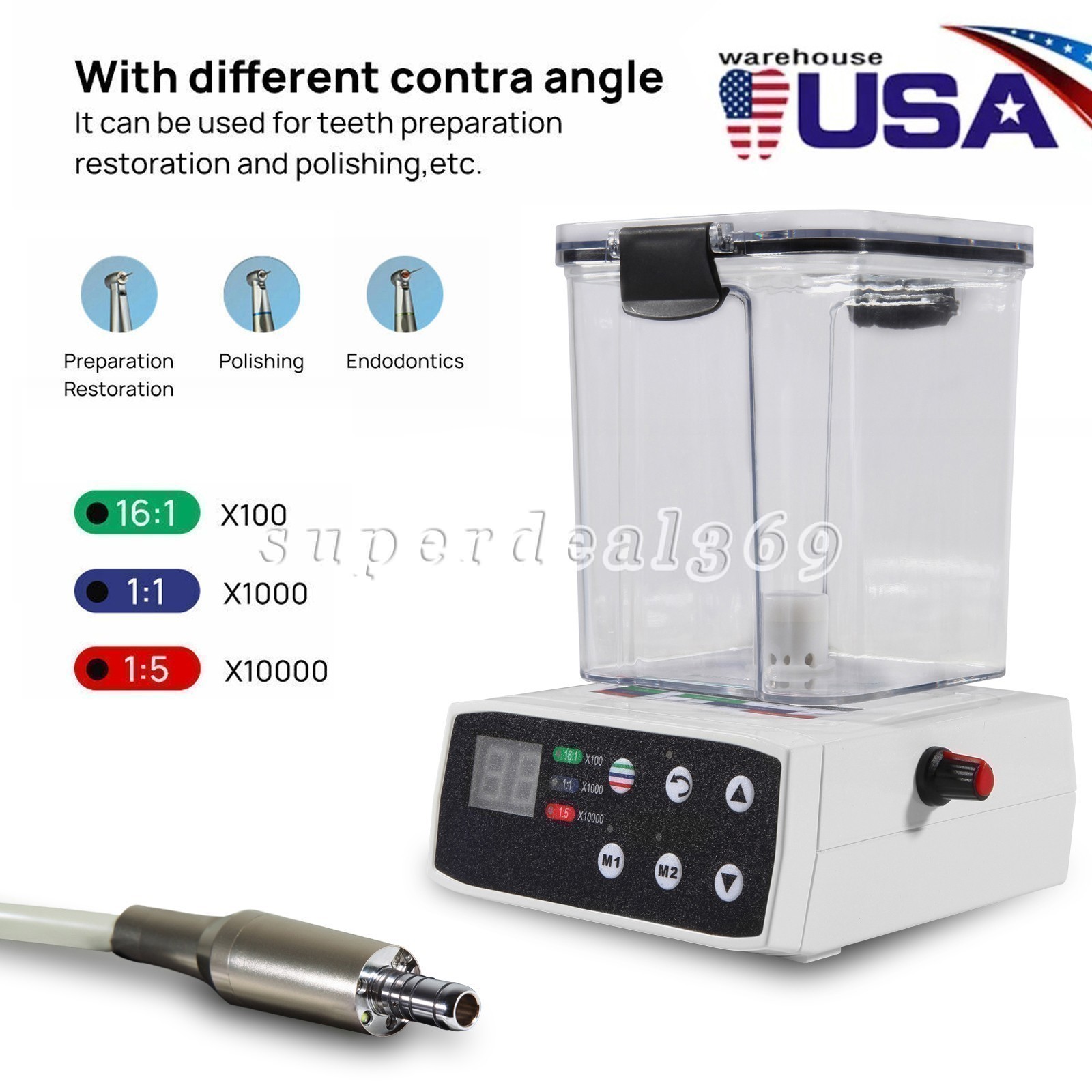 Dental Electric Motor For Practice / 1:5 1:4.2 1:1 Fiber Optic Contra Straight