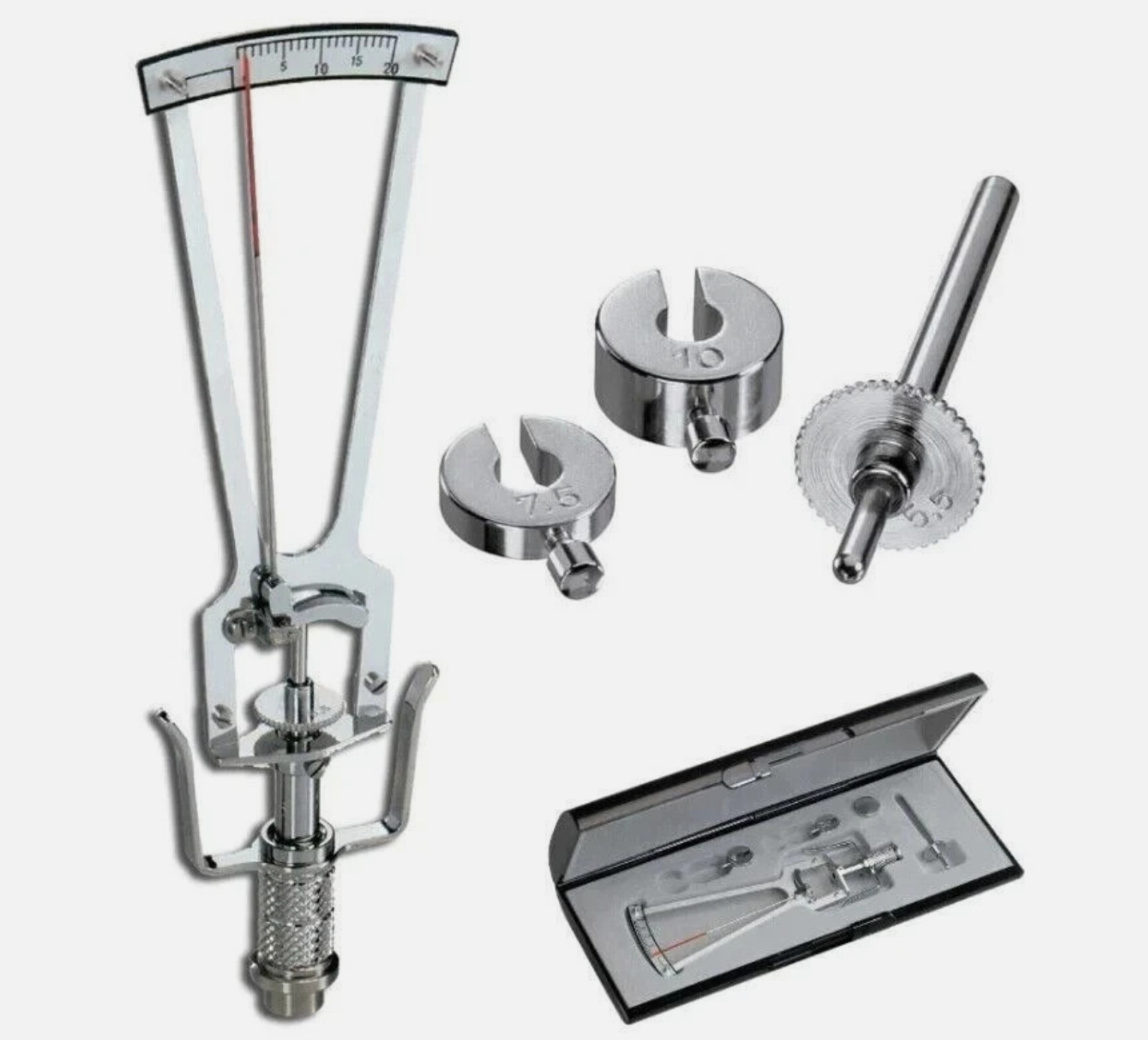 Schiotz Tonometer Original with 3 Weights & Plunger in Case USA SELLER