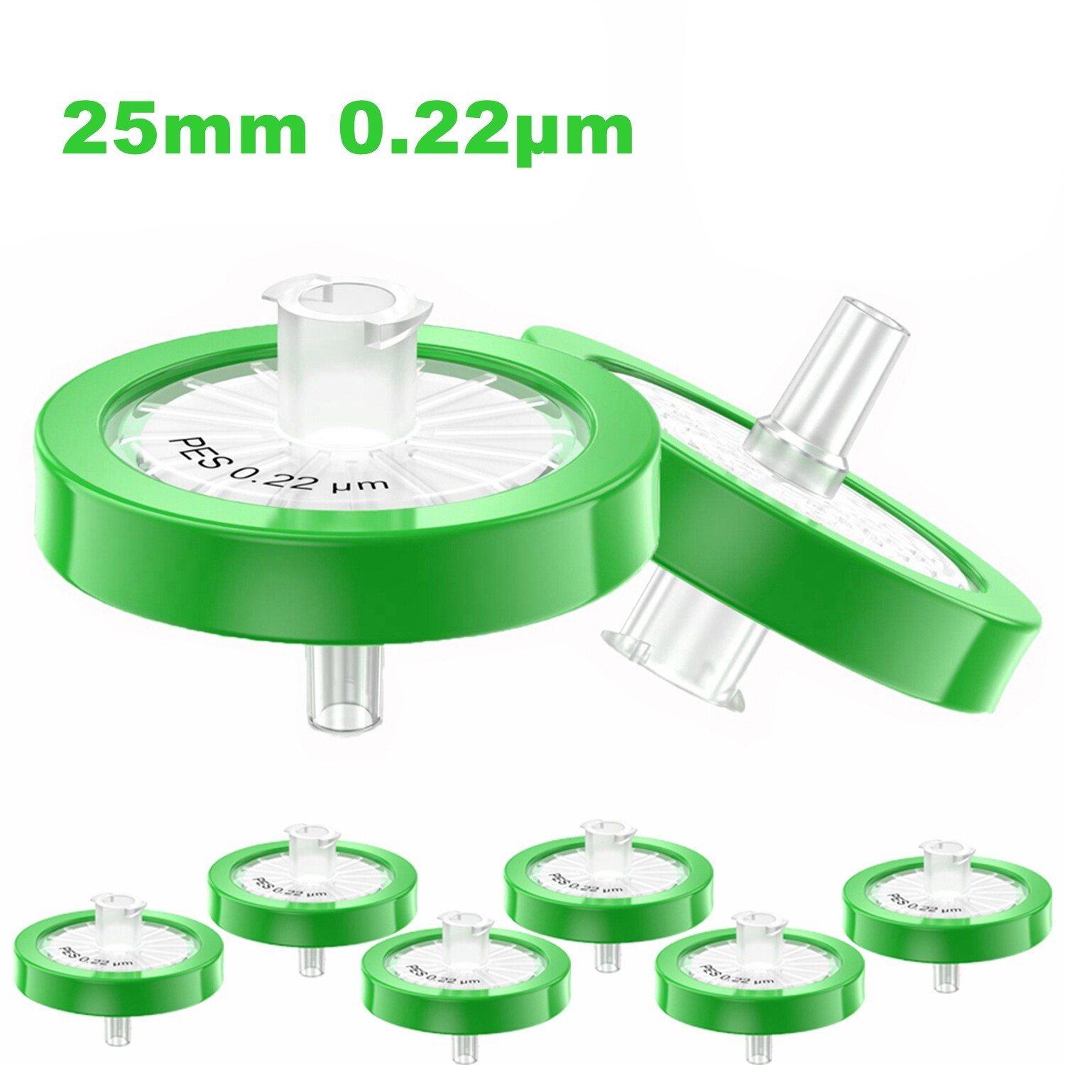 100PCS PES Syringe Filters 0.22μm 13mm/25mm/33mm + 50mL Conical Centrifuge Tubes
