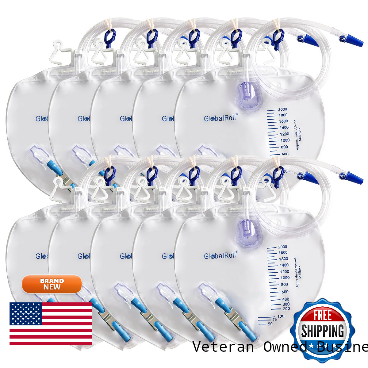 Globalroll Urinary Drainage Bag Anti-Reflux Chamber Bedside Drainage Bag 2000