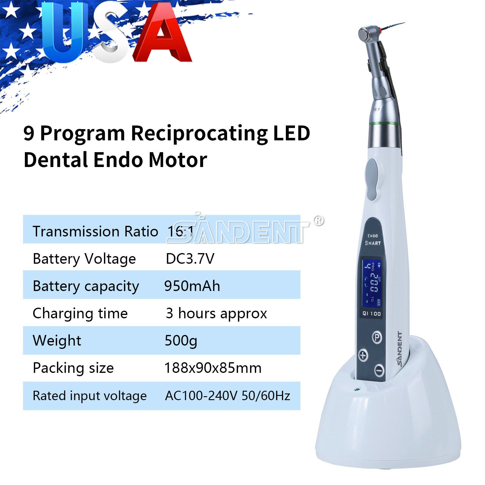 LED Dental Endo Motor 16:1 Contra Angle Root Canal Treatment Y-smart