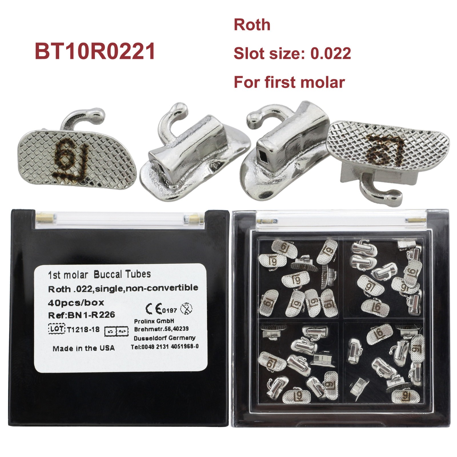 10 Kits Dental Orthodontic Buccal Tube 1st 2nd Molar Roth MBT 022 Laser Marked