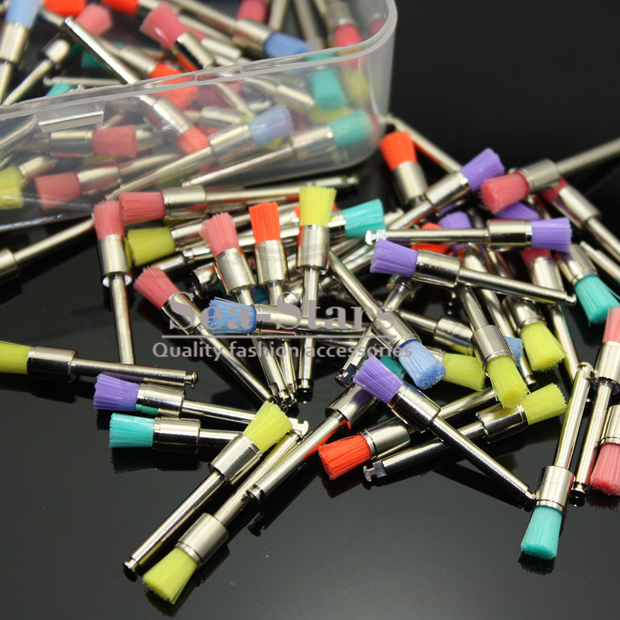 500 PCS Mixed Color Disposable Flat Dental Nylon Polishing Polisher Prophy Brush