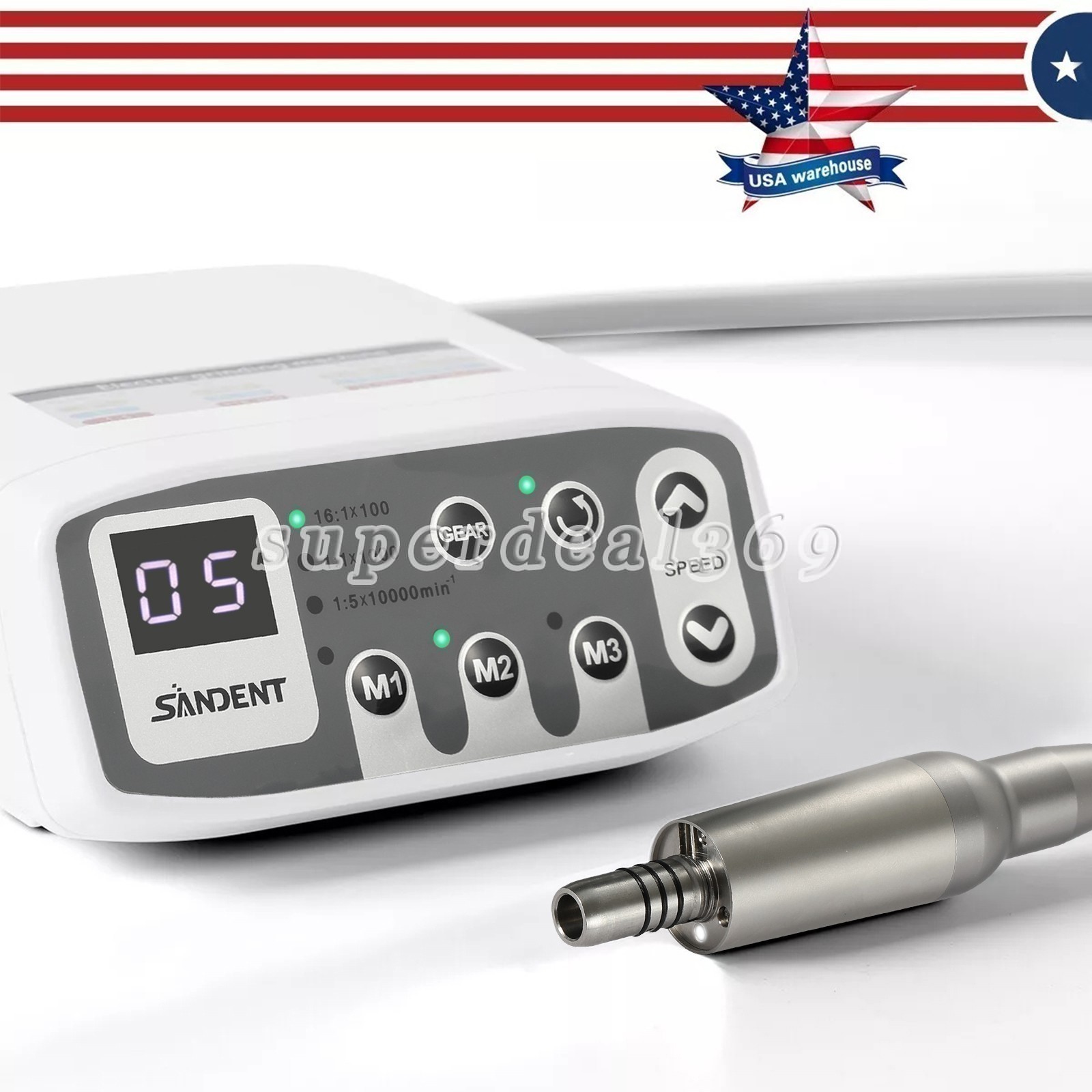 SANDENT Dental Brushless Electric Motor / 1:4.2 45° Fiber Optic LED Handpiece DS
