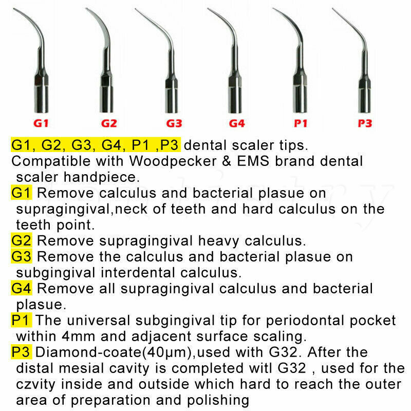 10* Dental Ultrasonic Piezo Scaler Tips fit Woodpecker EMS/DTE SATELEC Handpiece