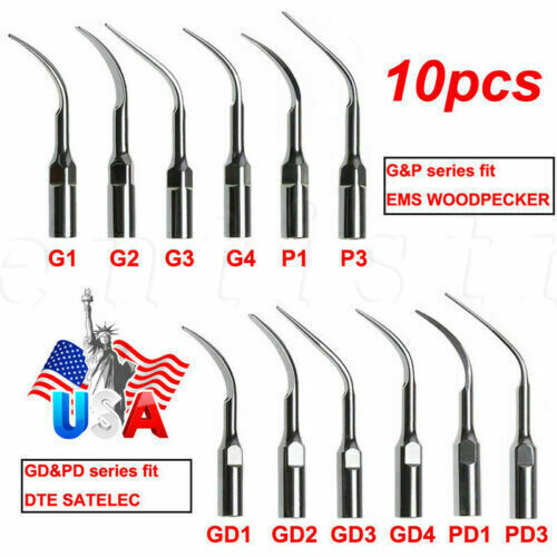10* Dental Ultrasonic Piezo Scaler Tips fit Woodpecker EMS/DTE SATELEC Handpiece