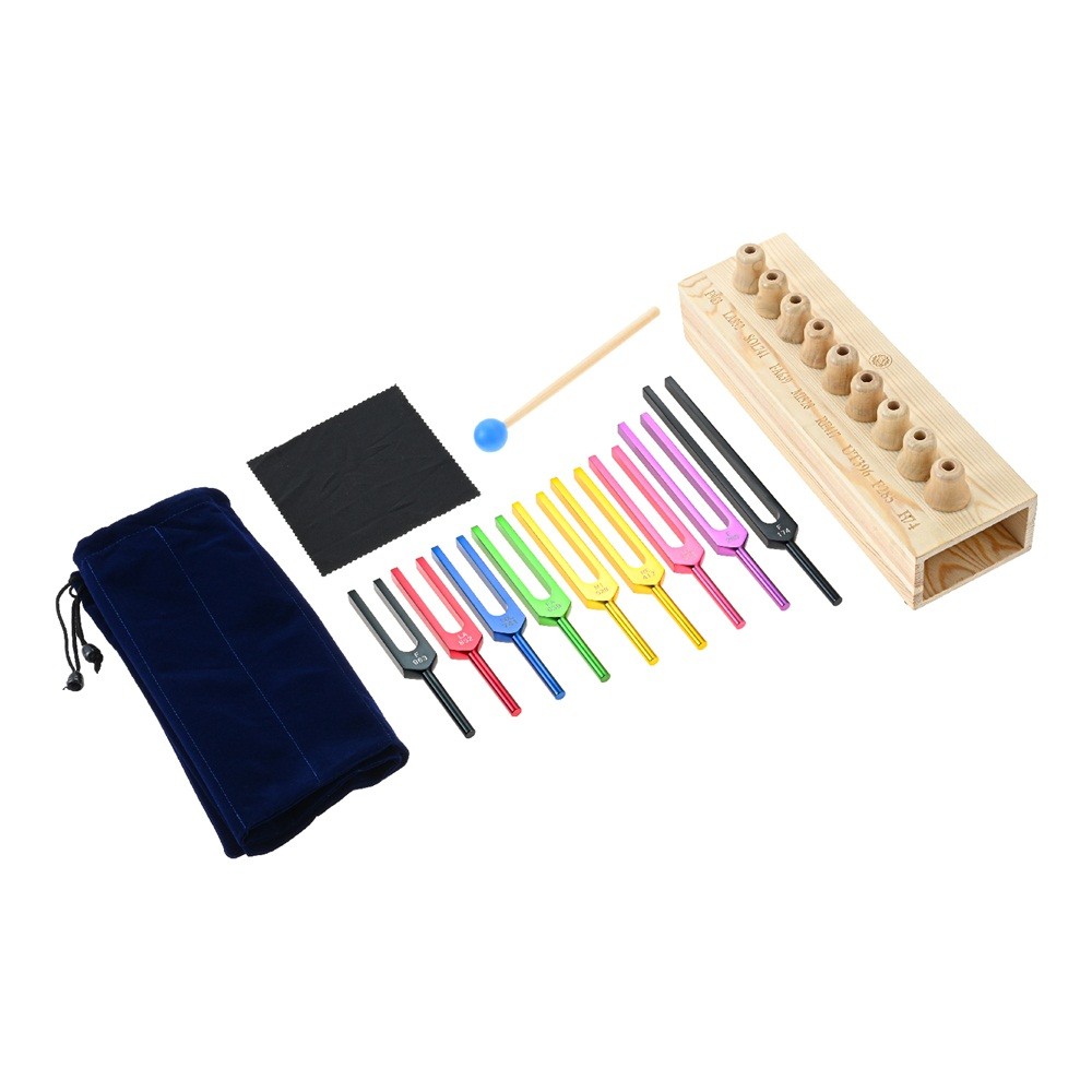 9 Solfeggio Tuning Fork Set Multicolor Aluminum Alloy for Healing Sound Therapy