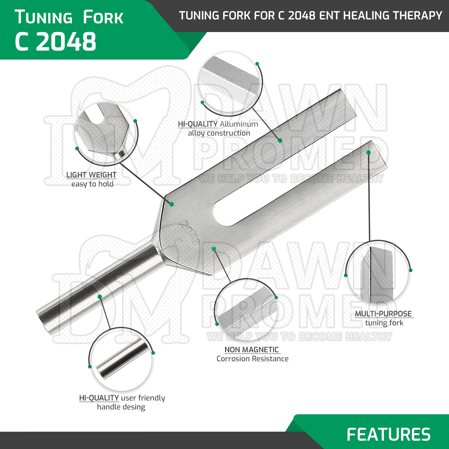 Tuning Fork Set of 5 for Healing Therapy Medical Surgical Diagnostic Instruments