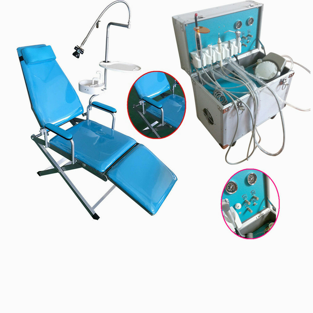 Dental Portable Mobile Delivery Unit Suction Rolling Case 4H Compressor /Chair