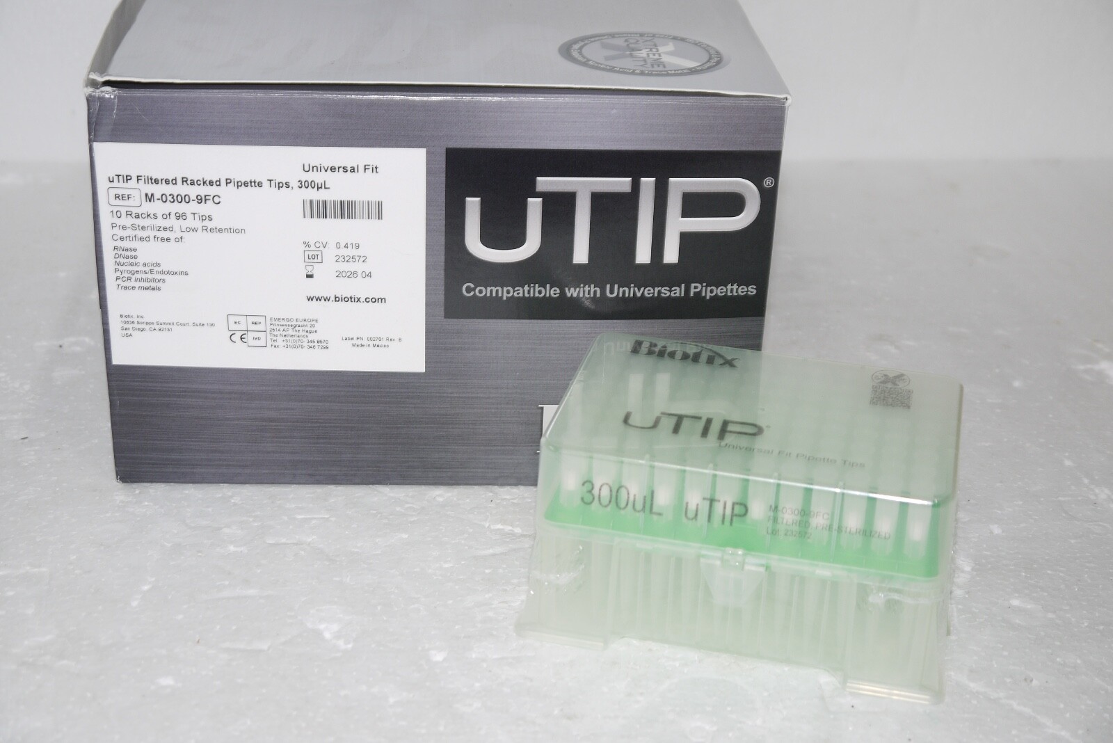 Biotix M-300-9FC 300uL Low Retention Racked Pipette Tips EXP 04-2026 960pcs New