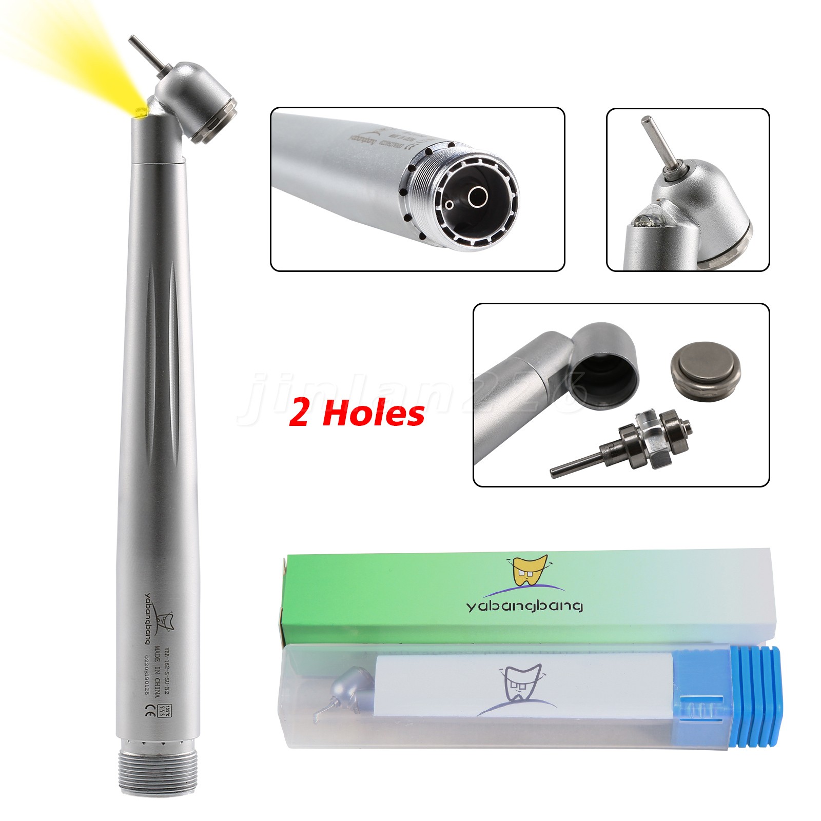 1-100* YBB Dental Surgical 45 Degree LED High Speed 2/4H Handpiece Push Button
