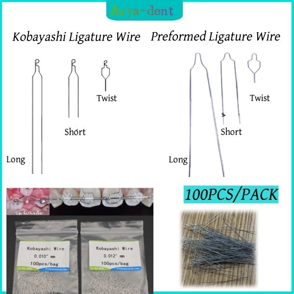 Dental Ortho Kobayashi Preformed Wire Metal Ligature Ties Short Long Twist Wires