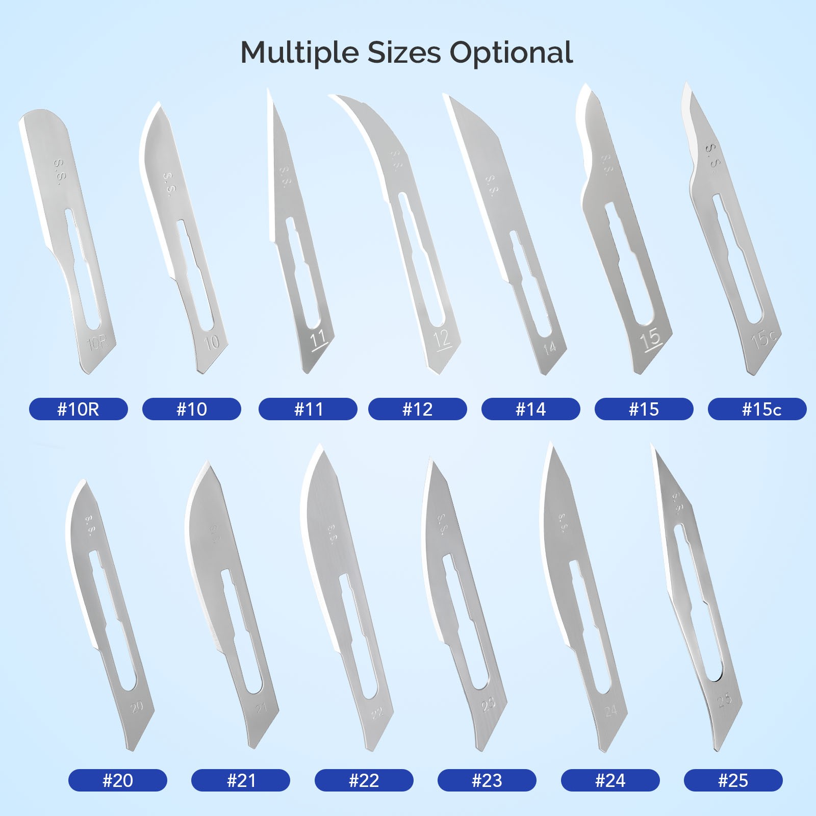 100Pcs Dental Surgical Blade Sterile Carbon Stainless Steel Sterile Pack #10-23