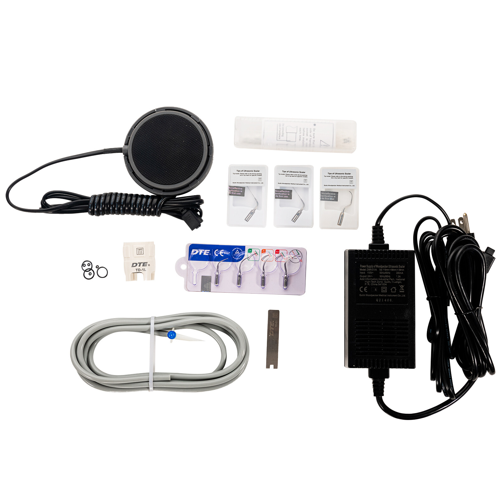 100% Original Woodpecker DTE S6 Dental Ultrasonic Scaler with 7 Tips 110V