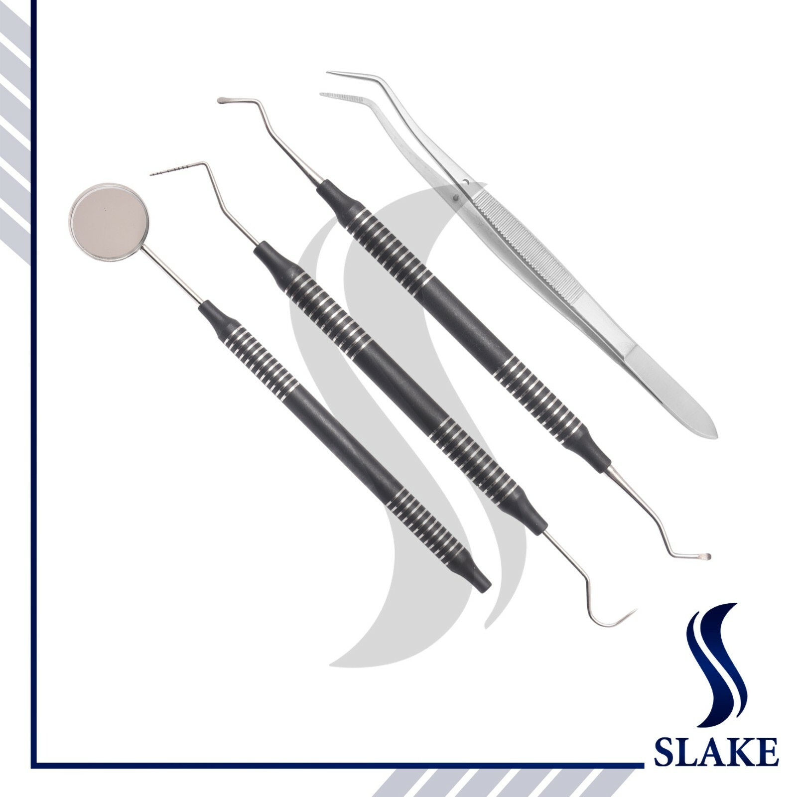 Basic Dental Set Mirror Explorer College Plier Lucas Set Dental Instrument Black