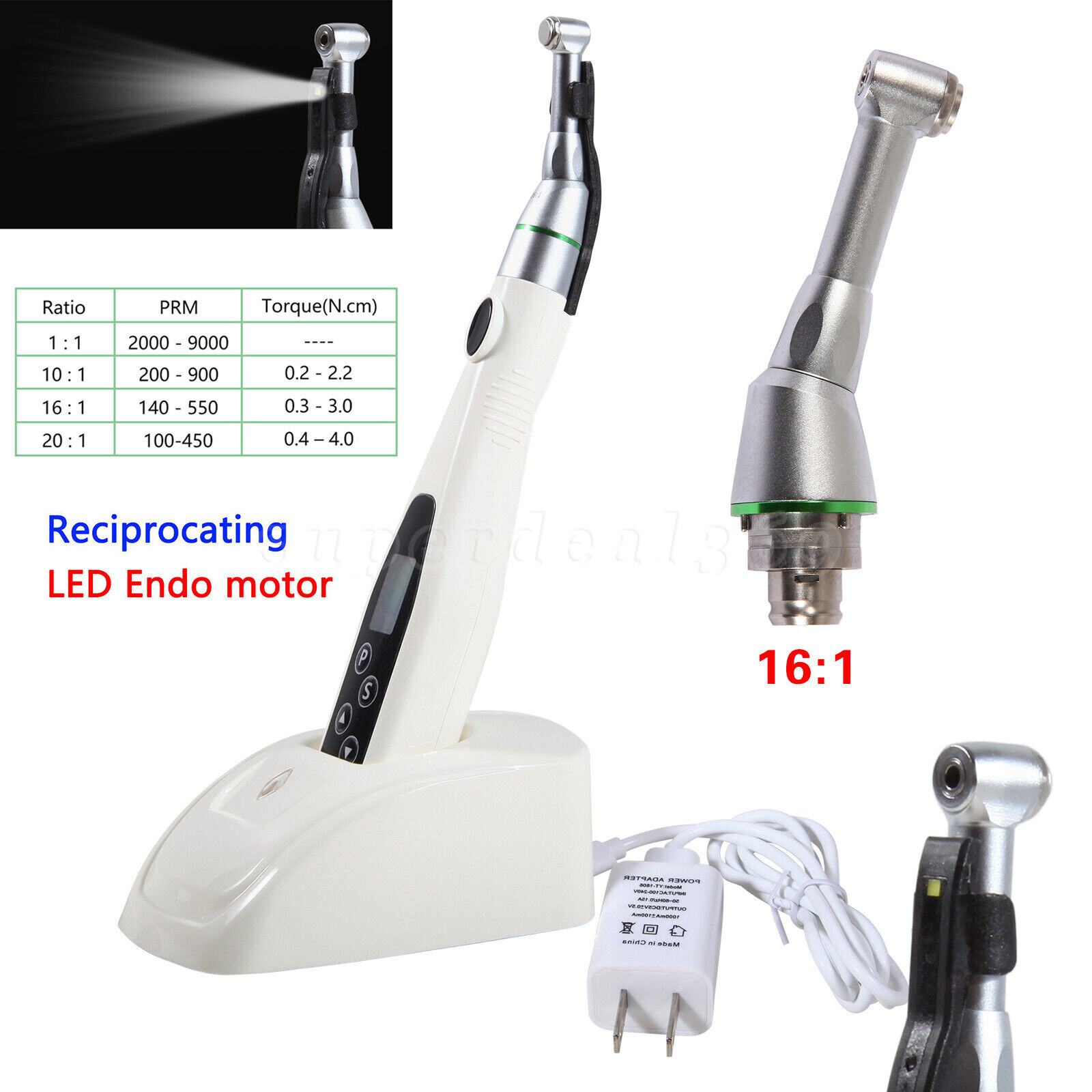 Dental Wireless LED Endo Motor Root Canal Treatment 16:1​ Contra Angle head po