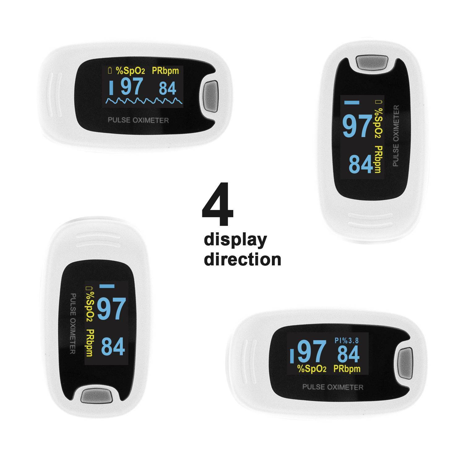 OLED Finger Tip Pulse Oximeter Blood Oxygen SpO2 Monitor lanyard CMS50N Grey