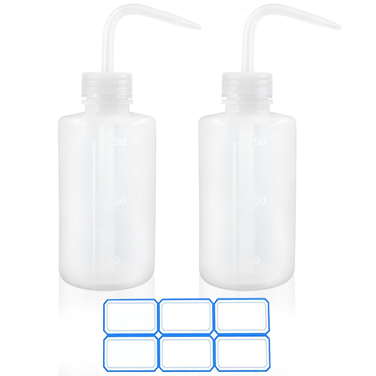 2 Pack 8oz (250ml) Wash Bottles with Narrow Mouth and Labels – Ideal for Medical