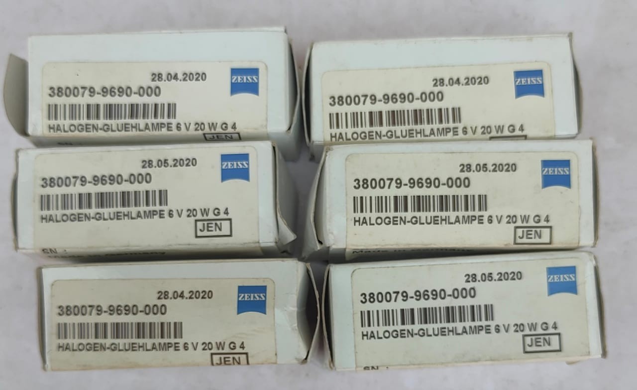 ZEISS MICROSCOPE HALOGEN LIGHT BULB 6V 20WATT 38-0079-9690-000 LOT OF 3 PC