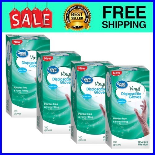 Great Value Disposable Vinyl Gloves 100 Ct 4-Pack Fast Ship USA
