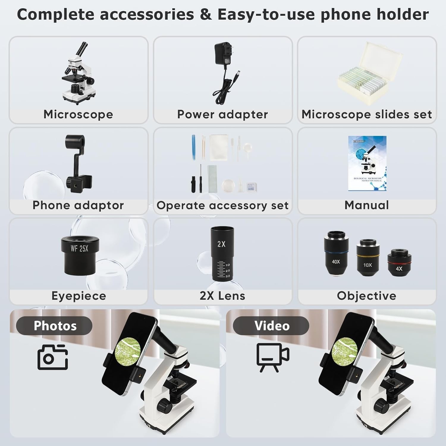 Microscope for Adults Professional:Compound Microscope for Kids 8-12,100X-200…